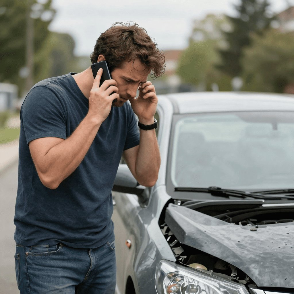accident voiture homme au téléphone