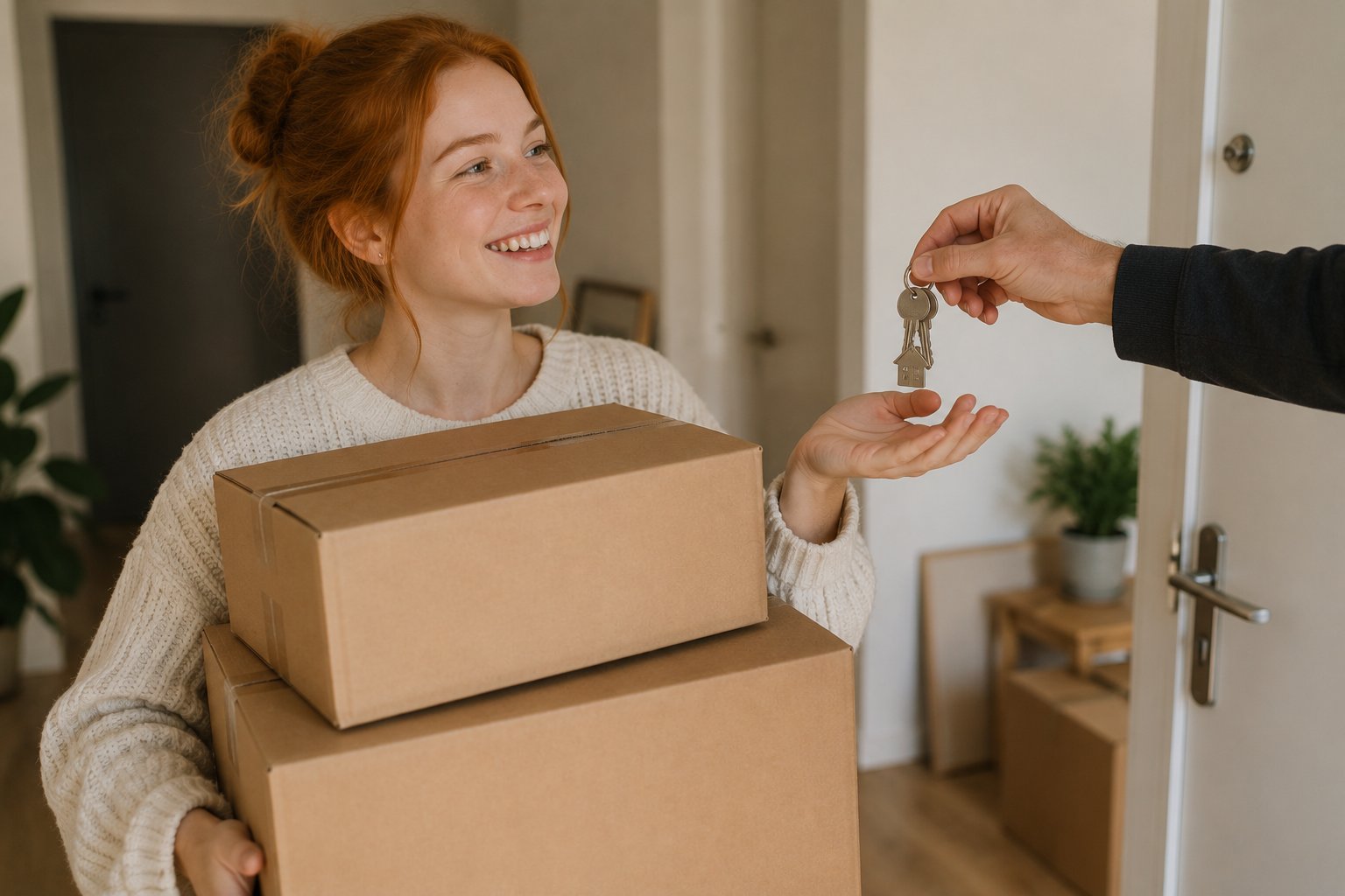 Jeune Locataire Recoit Clefs Appartement