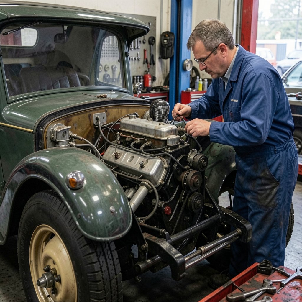Garagiste Repare Voiture Oldtimer